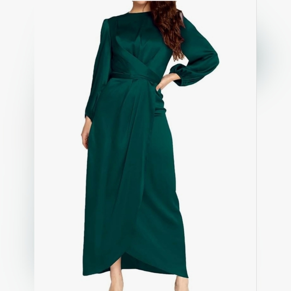Pinup Art Long Sleeve Emerald Green Maxi Dress